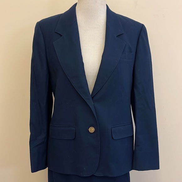 Pendleton Dresses & Skirts - Vintage Pendleton Navy Blue Wool Two Piece Suit Size 10 Petite